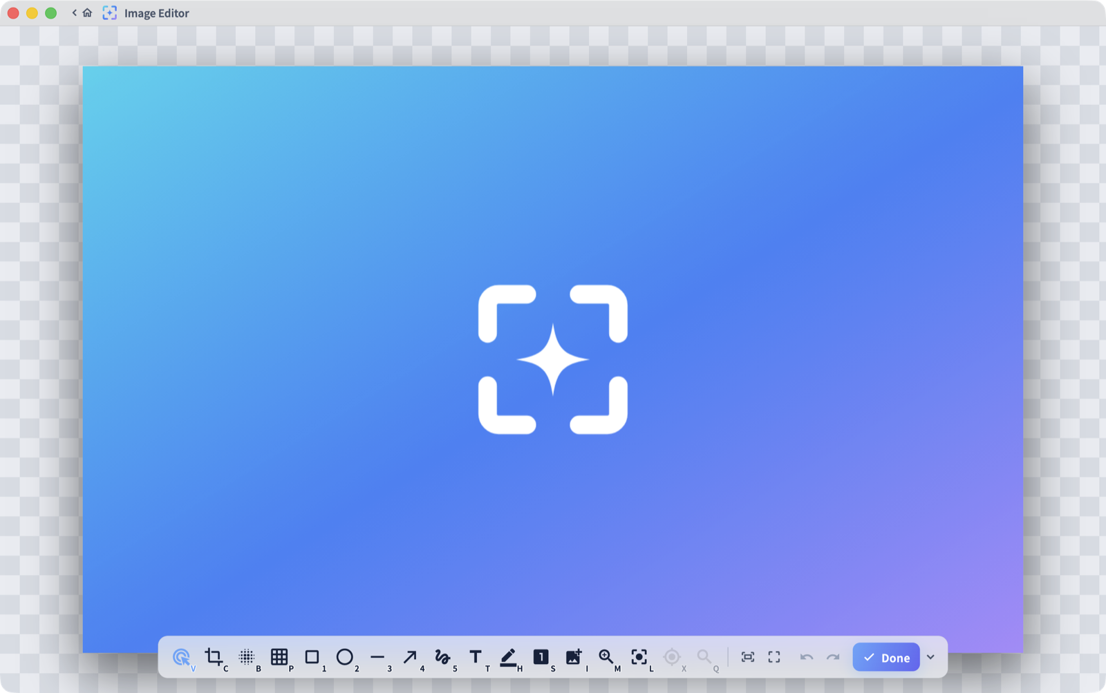 The Glimpr editor in light mode: annotation toolbar over a frozen frame.